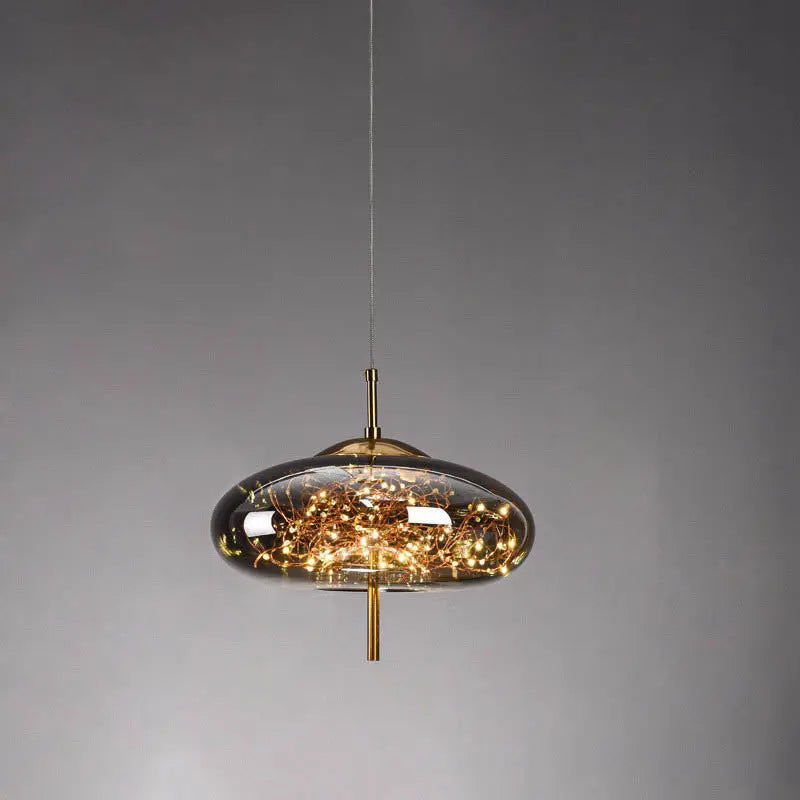 Contemporary Scandinavian Cylinder Oval Glass 1-Light Pendant Light For Bedroom Cuvalon