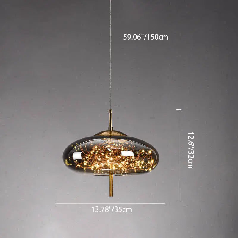 Contemporary Scandinavian Cylinder Oval Glass 1-Light Pendant Light For Bedroom Cuvalon
