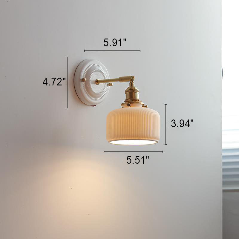 Vintage Japanese Ceramic Brass 1-Light Wall Sconce Lamp Cuvalon