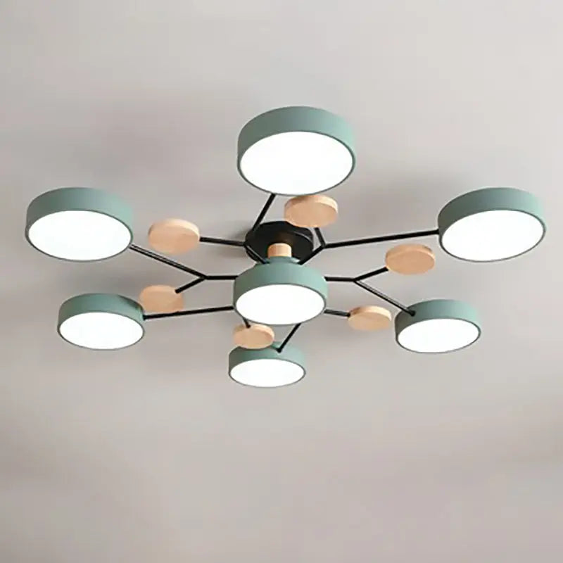 Contemporary Scandinavian Round Molecule Branch Design LED Semi-Flush Mount Ceiling Light For Living Room Cuvalon