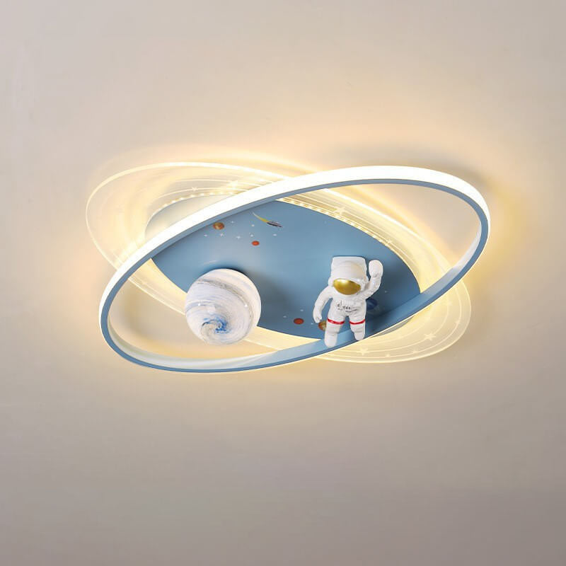 Children Creative Cartoon Astronaut Moon Acrylic LED Kids Flush Mount Ceiling Light Cuvalon