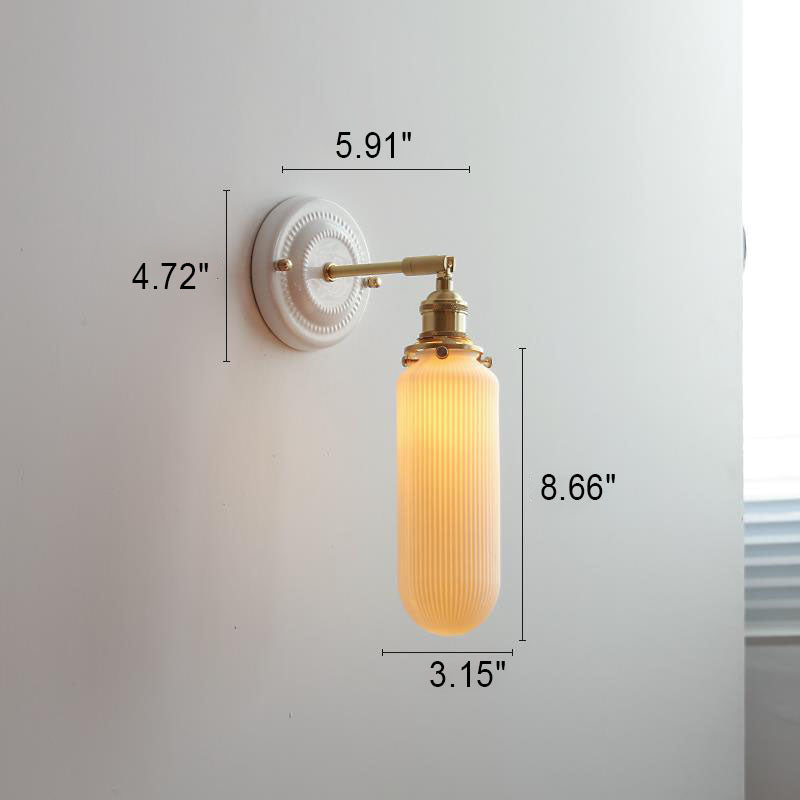 Vintage Japanese Ceramic Brass 1-Light Wall Sconce Lamp Cuvalon