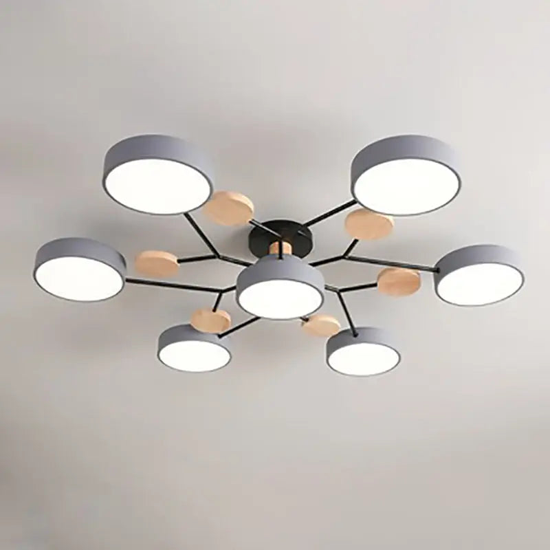 Contemporary Scandinavian Round Molecule Branch Design LED Semi-Flush Mount Ceiling Light For Living Room Cuvalon