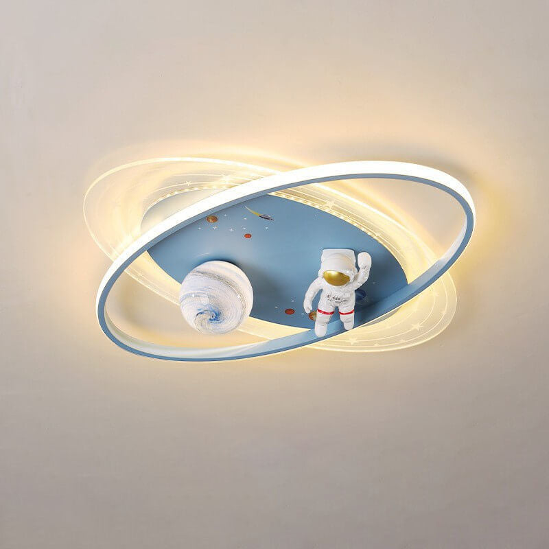 Children Creative Cartoon Astronaut Moon Acrylic LED Kids Flush Mount Ceiling Light Cuvalon
