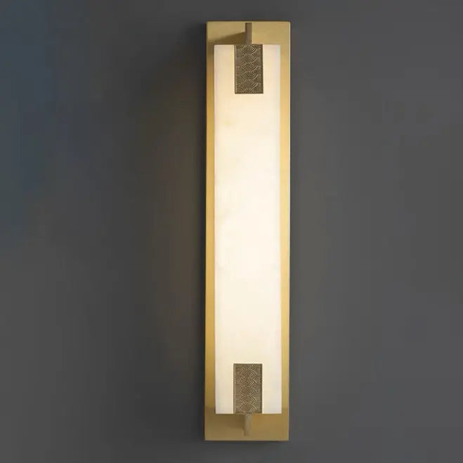 Modern Transitional Rectangular Copper Marble LED Outdoor Wall Sconce Lamp For Outdoor Patio Cuvalon