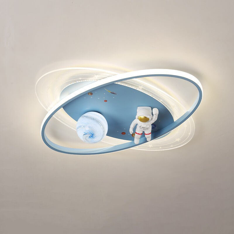 Children Creative Cartoon Astronaut Moon Acrylic LED Kids Flush Mount Ceiling Light Cuvalon