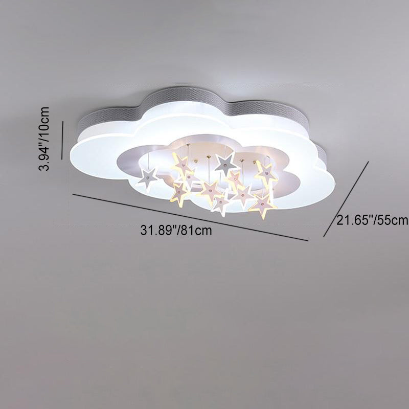 Contemporary Nordic Star Decor Cloud Acrylic Shade LED Kids Flush Mount Ceiling Light For Bedroom Cuvalon