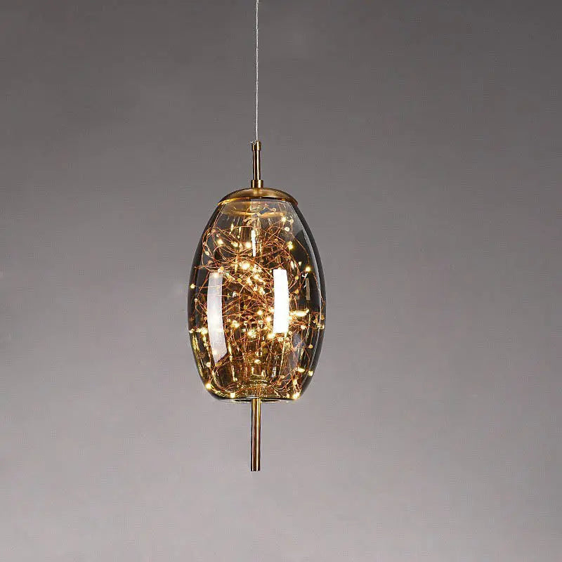 Contemporary Scandinavian Cylinder Oval Glass 1-Light Pendant Light For Bedroom Cuvalon