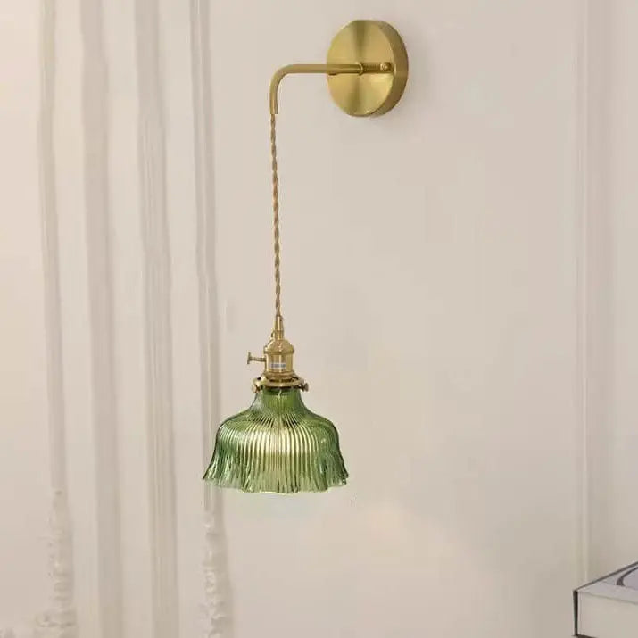 Nordic Modern Minimalist Flower Copper Glass 1-Light Wall Sconce Lamp Cuvalon