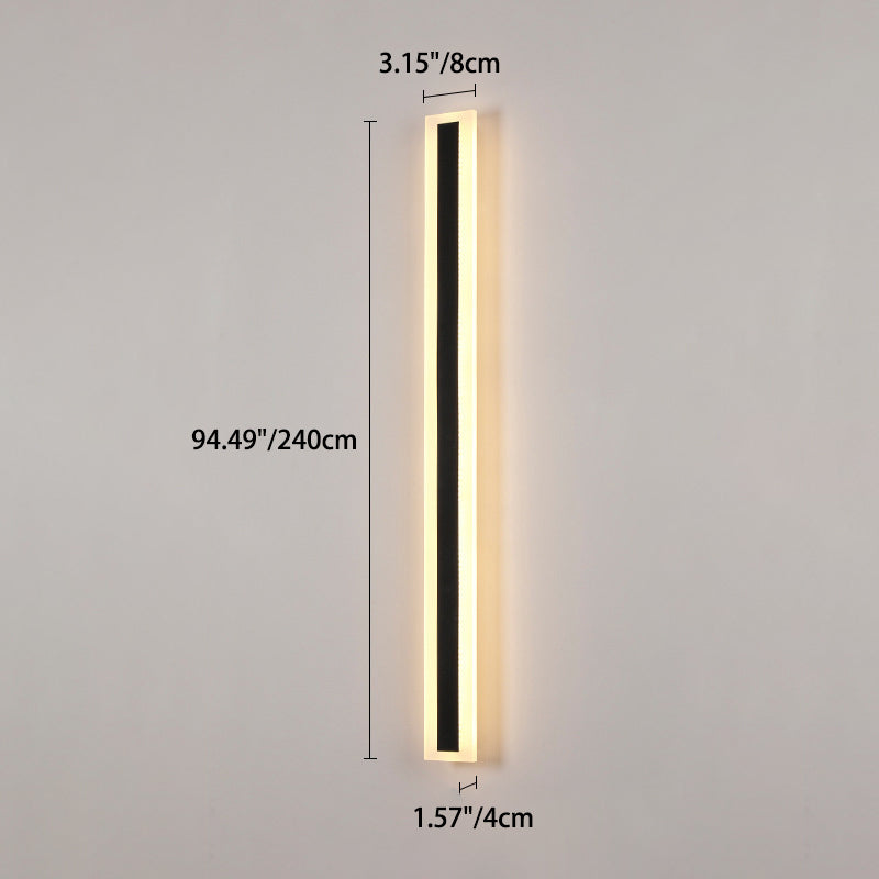 Modern Minimalist Long Rectangular Aluminum Acrylic LED Wall Sconce Lamp For Garden Cuvalon