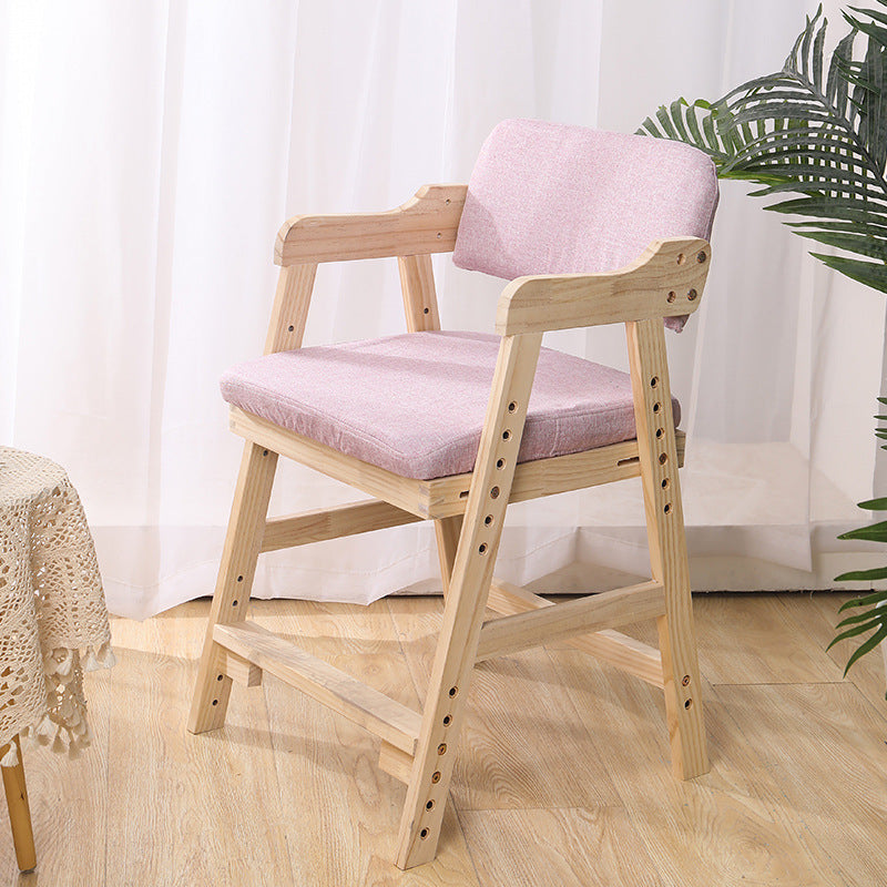 Modern Minimalist Adjustable Solid Pine Wood Cotton Linen Foam Sponge Kids Chair For Bedroom Cuvalon