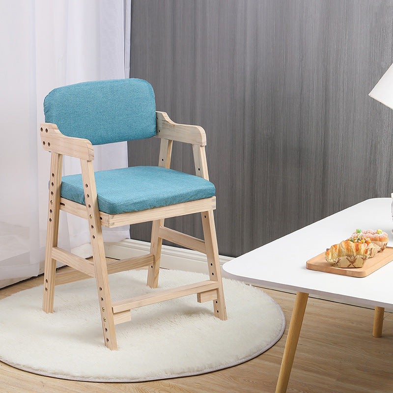 Modern Minimalist Adjustable Solid Pine Wood Cotton Linen Foam Sponge Kids Chair For Bedroom Cuvalon
