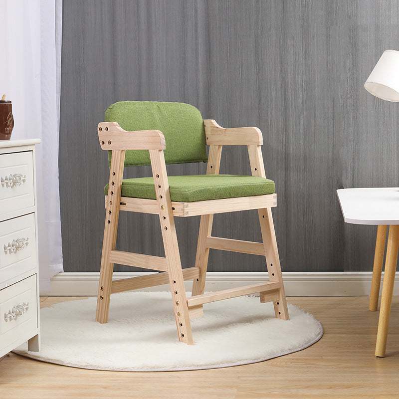 Modern Minimalist Adjustable Solid Pine Wood Cotton Linen Foam Sponge Kids Chair For Bedroom Cuvalon