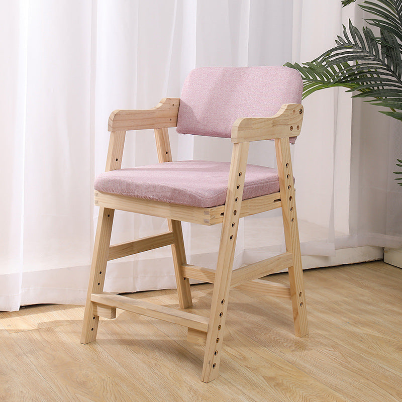 Modern Minimalist Adjustable Solid Pine Wood Cotton Linen Foam Sponge Kids Chair For Bedroom Cuvalon
