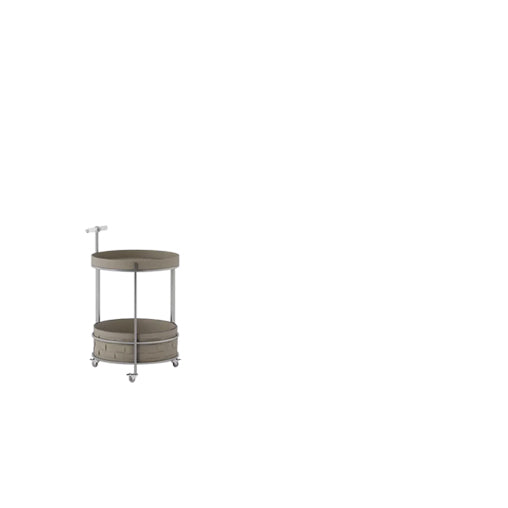 Rolling Round Faux Saddle Leather Acrylic Side Table - Vintage Dual-Layer Storage Trolley With Stainless Steel Frame For Living Room Cuvalon