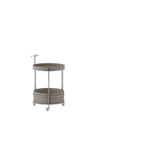 Rolling Round Faux Saddle Leather Acrylic Side Table - Vintage Dual-Layer Storage Trolley With Stainless Steel Frame For Living Room Cuvalon