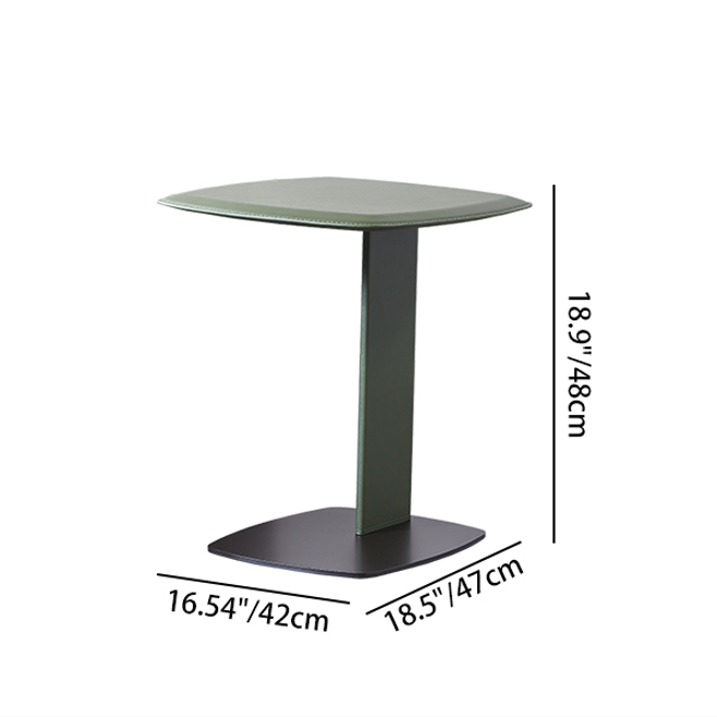 Rounded Square Faux Saddle Leather End Table - Scandinavian Accent Side Table For Living Room Cuvalon
