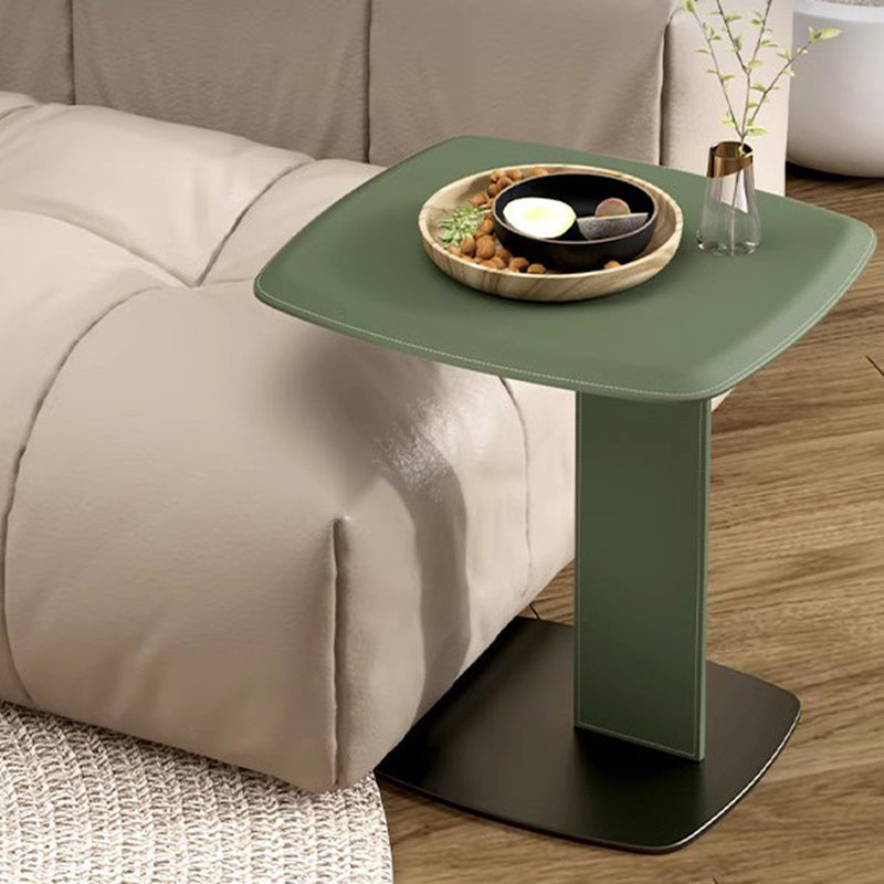 Rounded Square Faux Saddle Leather End Table - Scandinavian Accent Side Table For Living Room Cuvalon