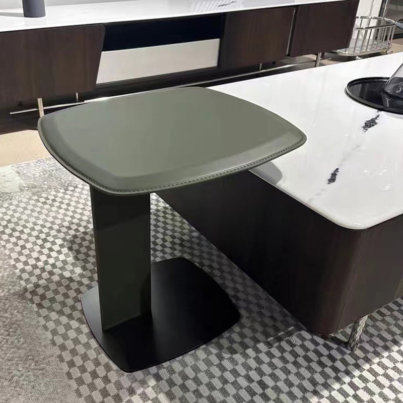 Rounded Square Faux Saddle Leather End Table - Scandinavian Accent Side Table For Living Room Cuvalon