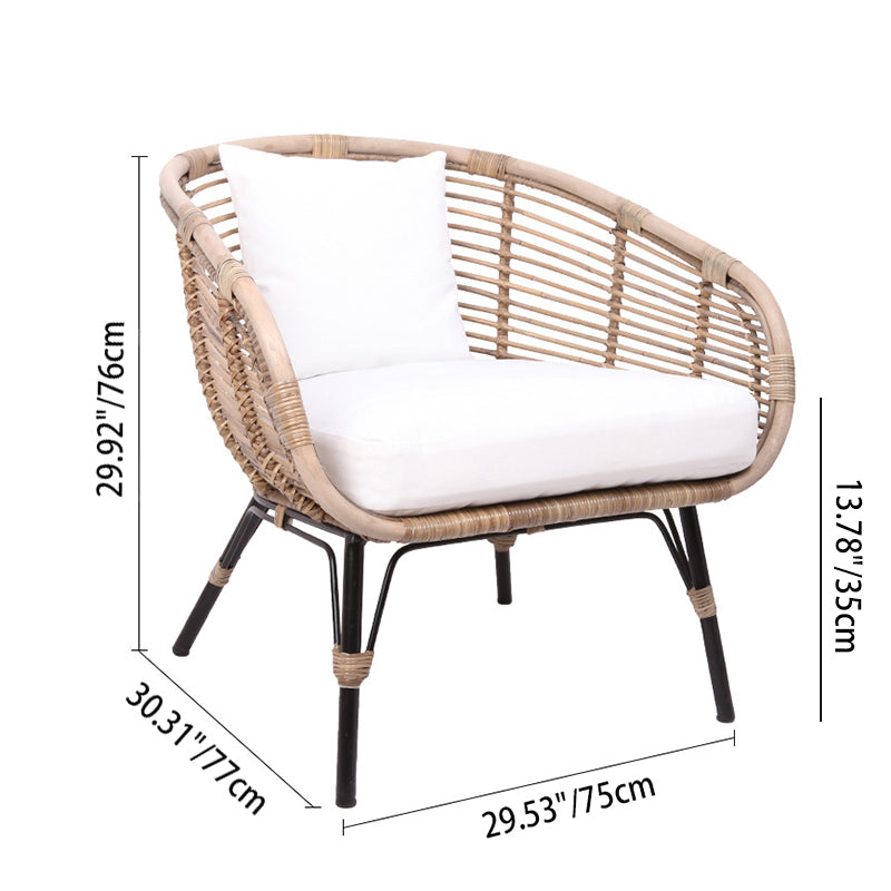 Moisture-Absorbing Boho Accent Chair - Sturdy Rattan & Stable Iron Garden Chair For Garden & Outdoor Patio Cuvalon