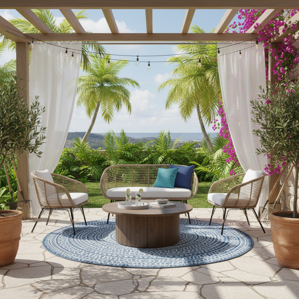 Moisture-Absorbing Boho Accent Chair - Sturdy Rattan & Stable Iron Garden Chair For Garden & Outdoor Patio Cuvalon