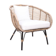 Moisture-Absorbing Boho Accent Chair - Sturdy Rattan & Stable Iron Garden Chair For Garden & Outdoor Patio Cuvalon