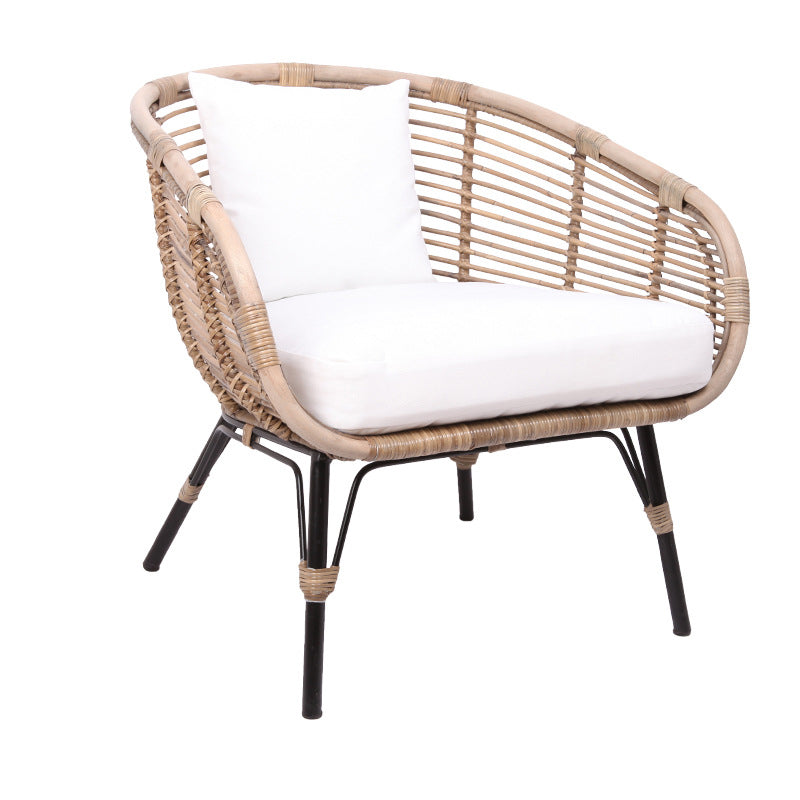 Moisture-Absorbing Boho Accent Chair - Sturdy Rattan & Stable Iron Garden Chair For Garden & Outdoor Patio Cuvalon