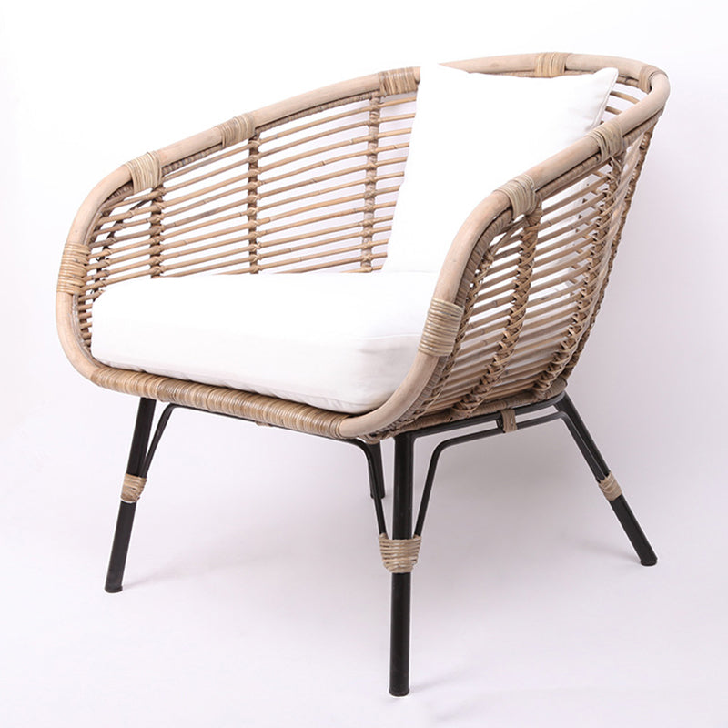 Moisture-Absorbing Boho Accent Chair - Sturdy Rattan & Stable Iron Garden Chair For Garden & Outdoor Patio Cuvalon
