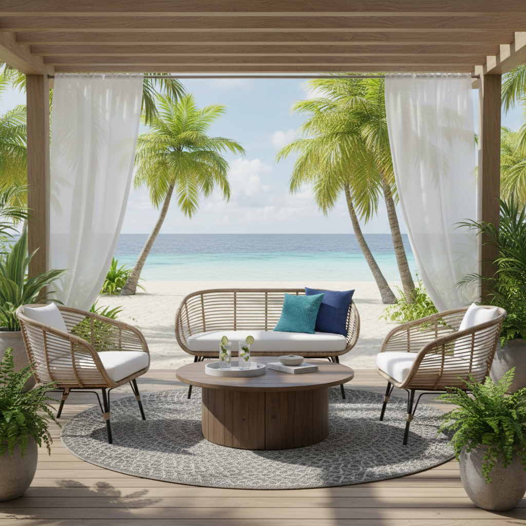 Moisture-Absorbing Boho Accent Chair - Sturdy Rattan & Stable Iron Garden Chair For Garden & Outdoor Patio Cuvalon
