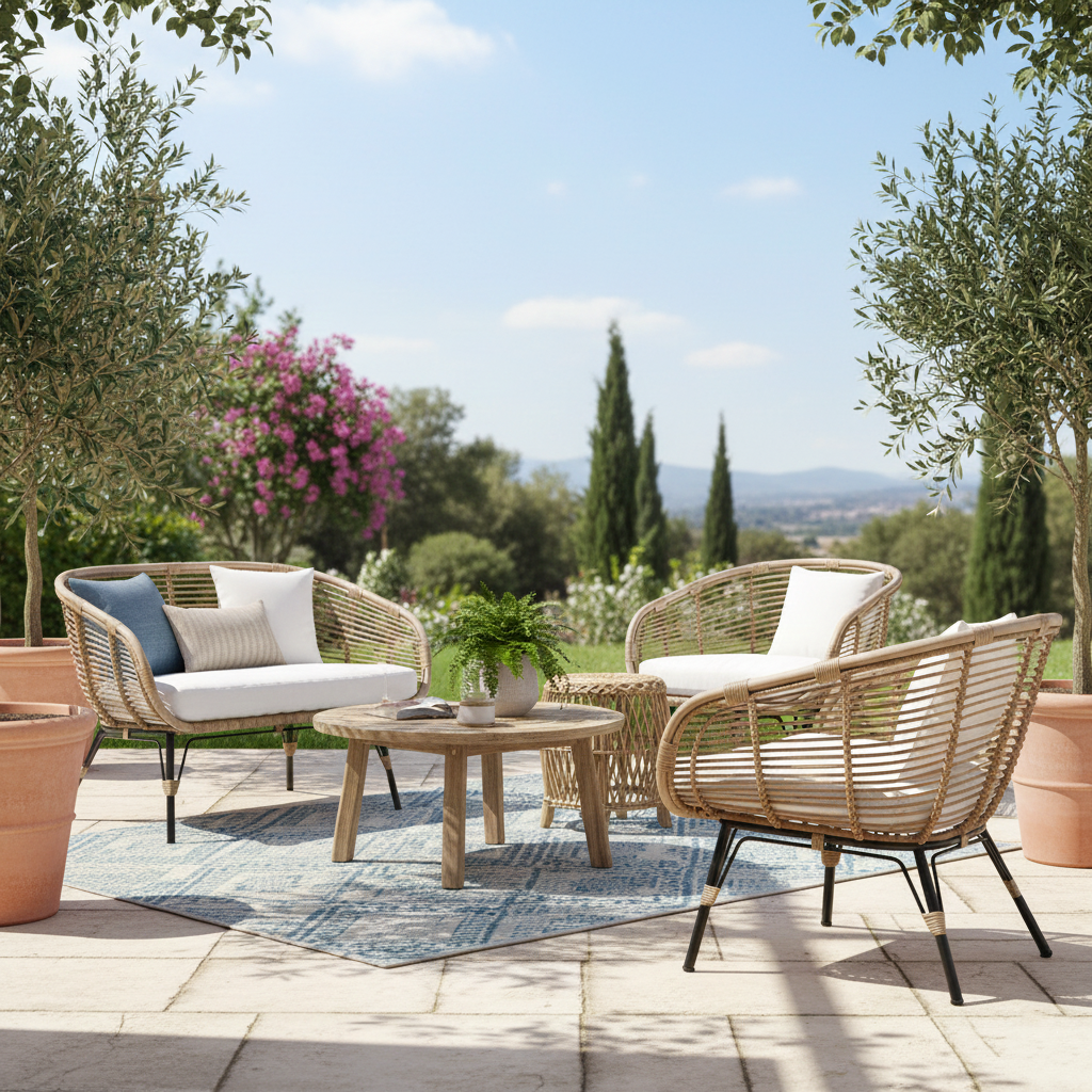 Moisture-Absorbing Boho Accent Chair - Sturdy Rattan & Stable Iron Garden Chair For Garden & Outdoor Patio Cuvalon