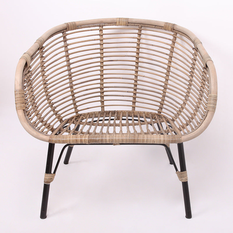 Moisture-Absorbing Boho Accent Chair - Sturdy Rattan & Stable Iron Garden Chair For Garden & Outdoor Patio Cuvalon
