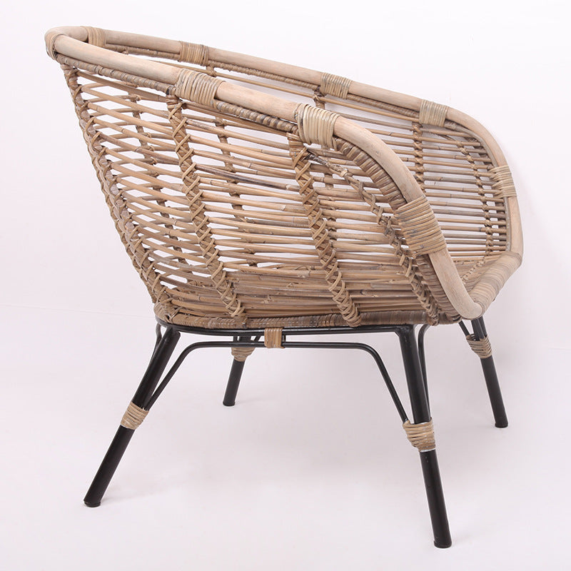 Moisture-Absorbing Boho Accent Chair - Sturdy Rattan & Stable Iron Garden Chair For Garden & Outdoor Patio Cuvalon