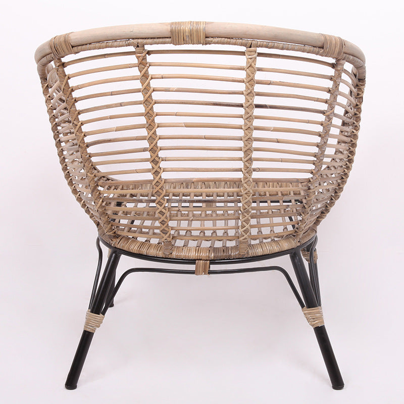 Moisture-Absorbing Boho Accent Chair - Sturdy Rattan & Stable Iron Garden Chair For Garden & Outdoor Patio Cuvalon