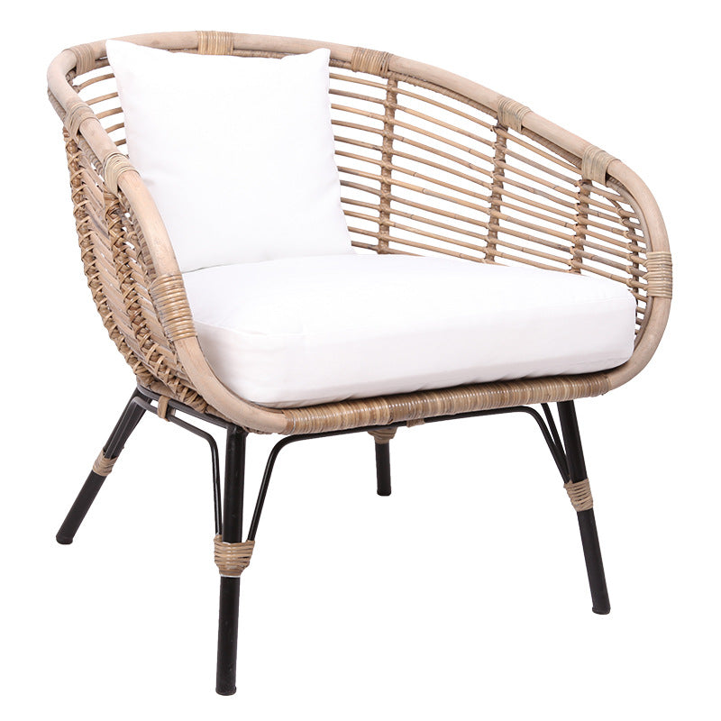Moisture-Absorbing Boho Accent Chair - Sturdy Rattan & Stable Iron Garden Chair For Garden & Outdoor Patio Cuvalon