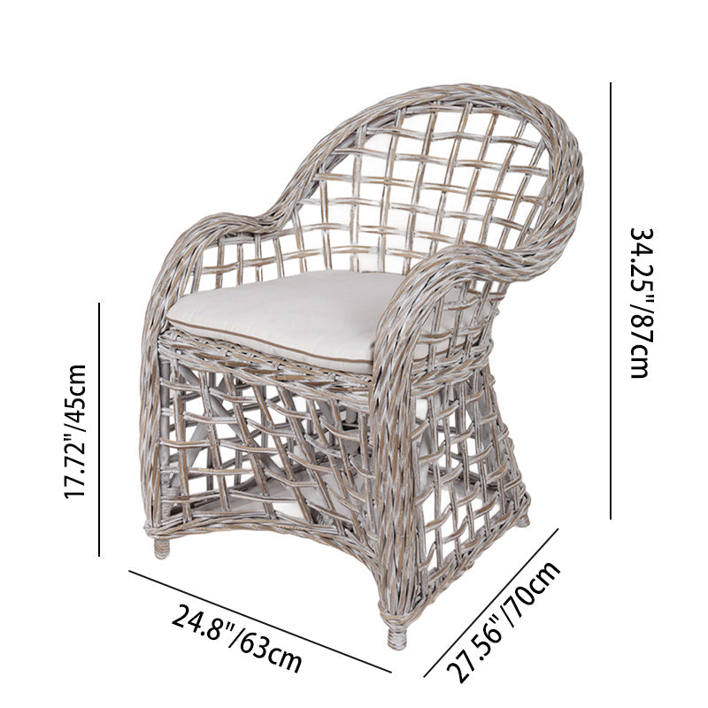 Hand-Crafted Rustic Armchair - Lightweight Rattan Accent Chair Backrest Armrest For Garden & Outdoor Patio Cuvalon