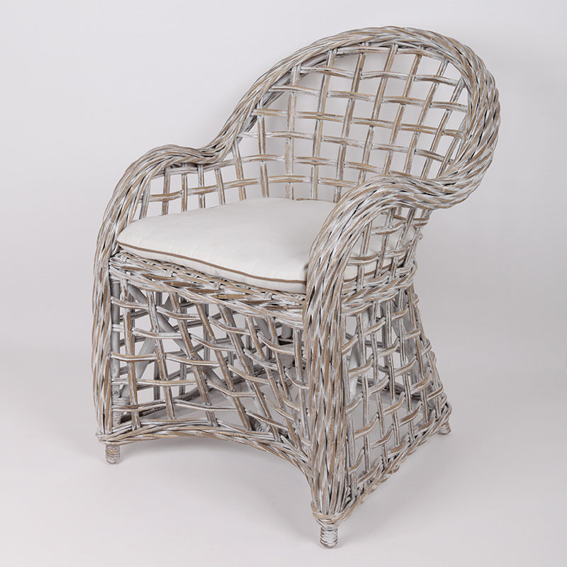 Hand-Crafted Rustic Armchair - Lightweight Rattan Accent Chair Backrest Armrest For Garden & Outdoor Patio Cuvalon