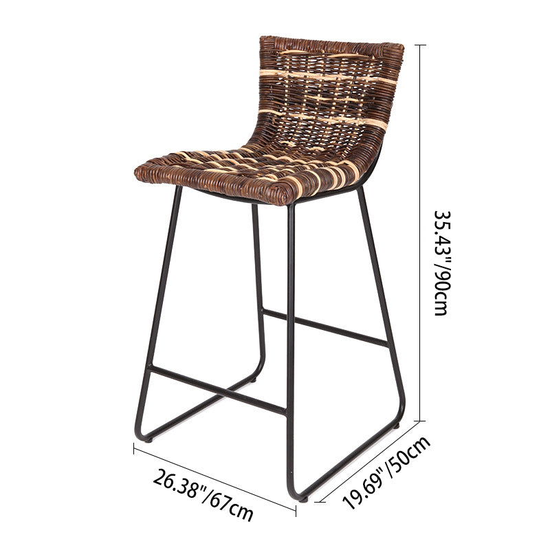 Farmhouse Rattan Bar Stool - Easy-Maneuver Rattan Cool Seating Bar Dining Stool For Dining Room & Kitchen Cuvalon
