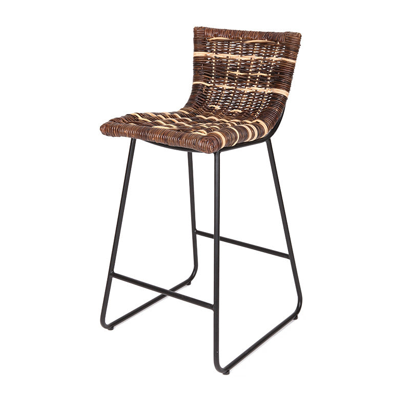 Farmhouse Rattan Bar Stool - Easy-Maneuver Rattan Cool Seating Bar Dining Stool For Dining Room & Kitchen Cuvalon