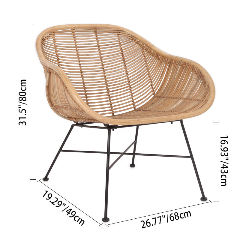 Durable Rattan & Iron Frame Armchair - Lightweight Versatile Chair For Garden Cuvalon