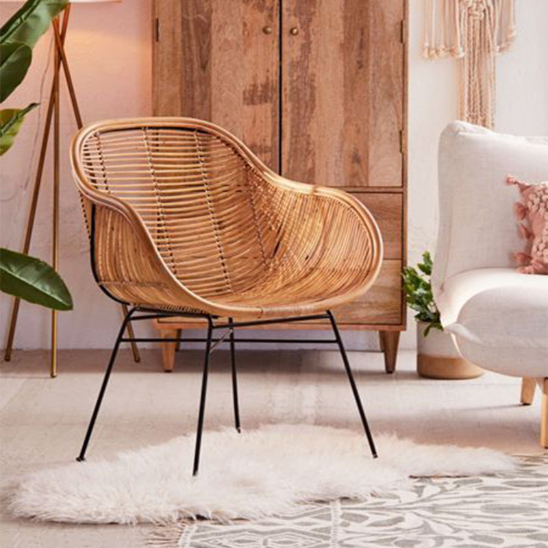 Durable Rattan & Iron Frame Armchair - Lightweight Versatile Chair For Garden Cuvalon