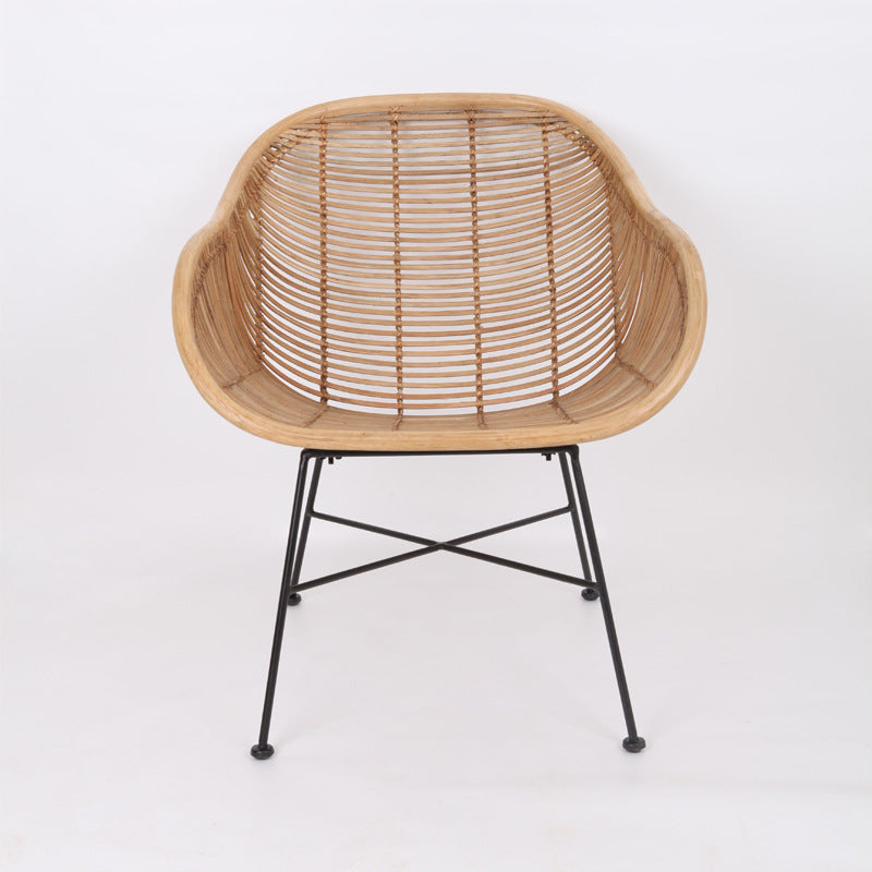 Durable Rattan & Iron Frame Armchair - Lightweight Versatile Chair For Garden Cuvalon