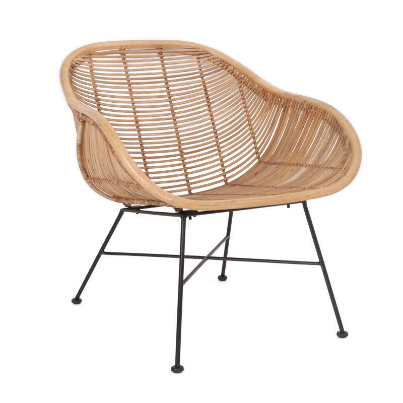 Durable Rattan & Iron Frame Armchair - Lightweight Versatile Chair For Garden Cuvalon