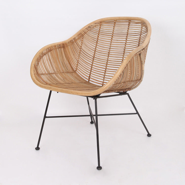 Durable Rattan & Iron Frame Armchair - Lightweight Versatile Chair For Garden Cuvalon