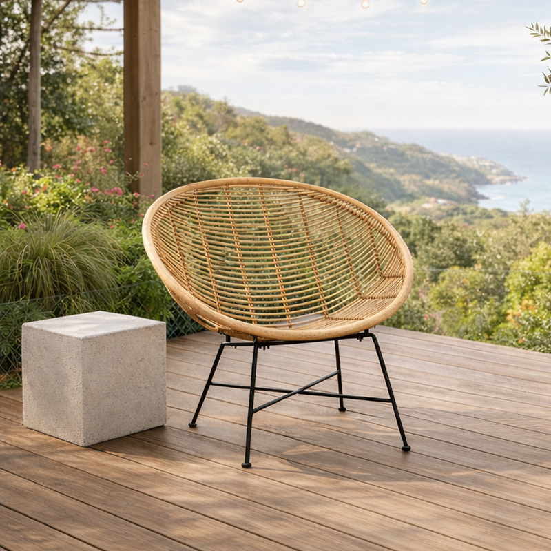 Circular Wrap-Around Rattan Chair - Ergonomic Comfort Hand-Woven & Breathable Chair For Garden Cuvalon