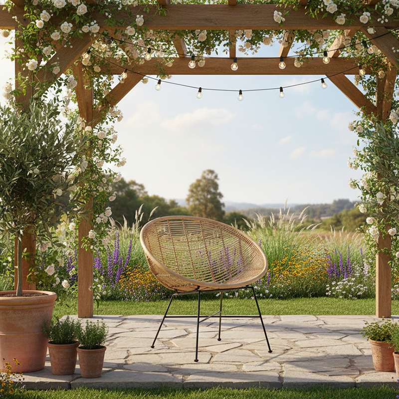 Circular Wrap-Around Rattan Chair - Ergonomic Comfort Hand-Woven & Breathable Chair For Garden Cuvalon