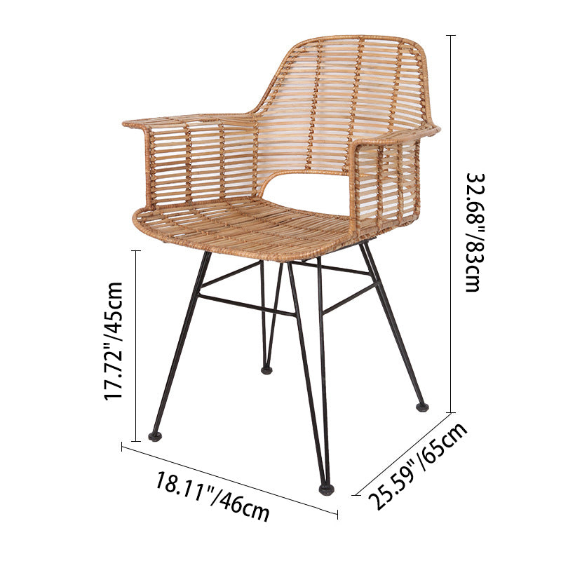 Lightweight Rattan Armchair - Breathable Hand-Woven Chair Backrest Armrest For Living Room Cuvalon