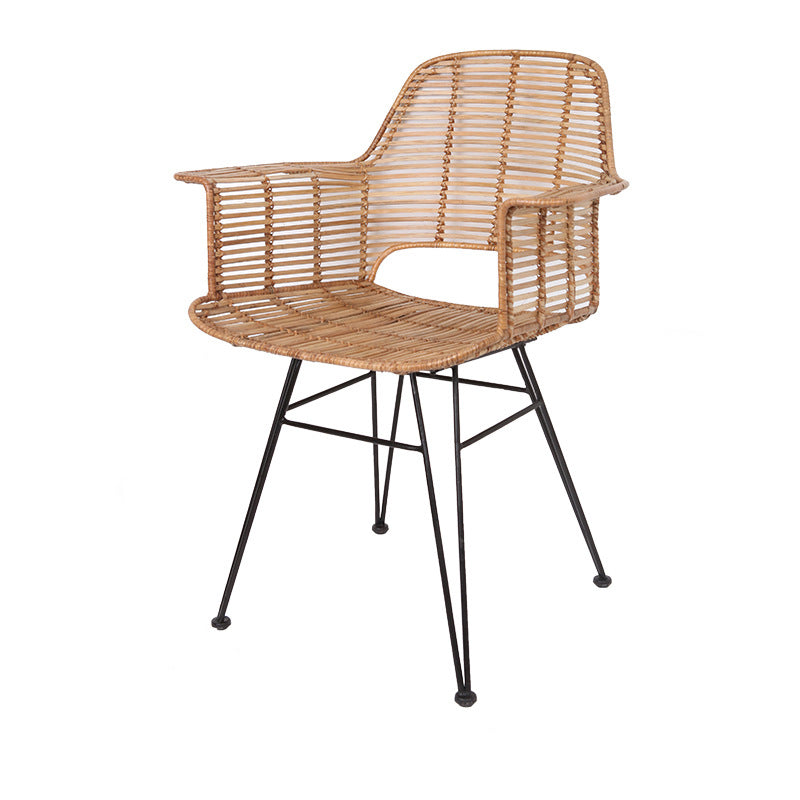 Lightweight Rattan Armchair - Breathable Hand-Woven Chair Backrest Armrest For Living Room Cuvalon