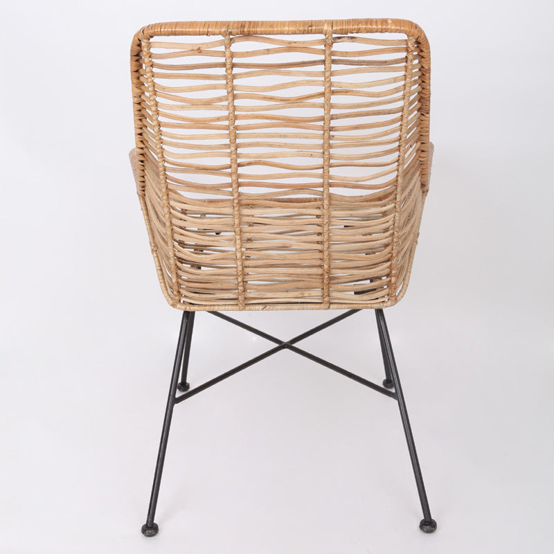 Ergonomic Natural Rattan Armchair - Rust-Proof Iron Frame Cool Seating Chair For Living Room Cuvalon