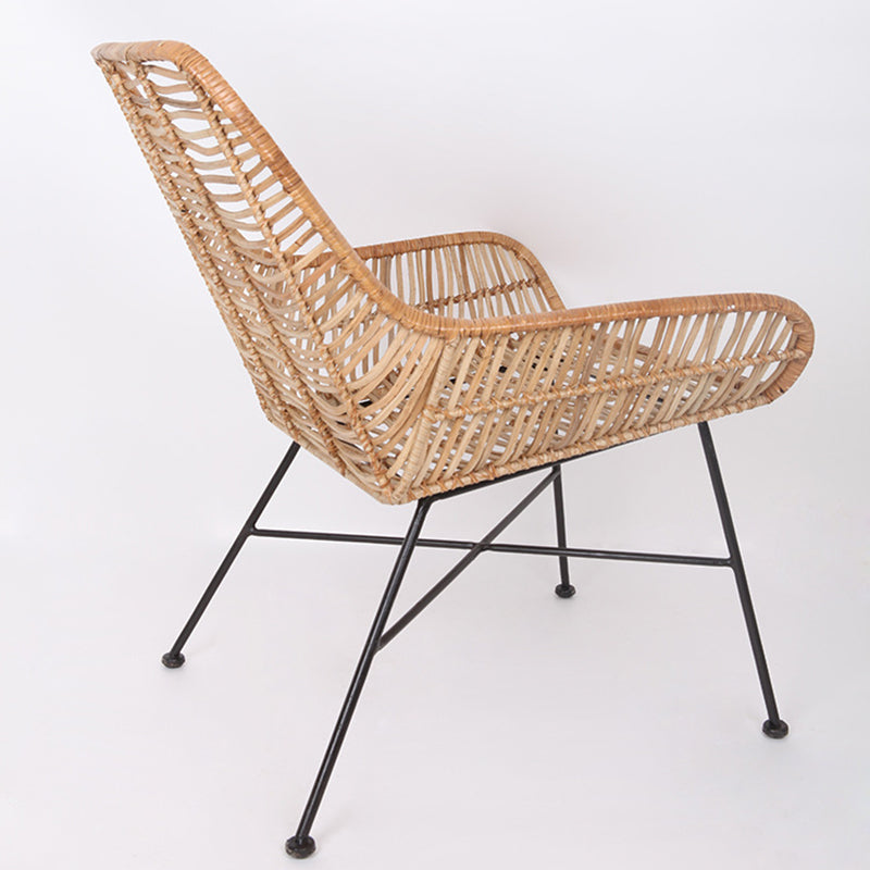Ergonomic Natural Rattan Armchair - Rust-Proof Iron Frame Cool Seating Chair For Living Room Cuvalon