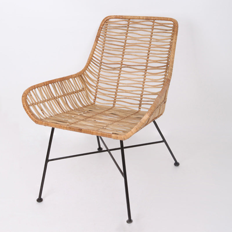 Ergonomic Natural Rattan Armchair - Rust-Proof Iron Frame Cool Seating Chair For Living Room Cuvalon